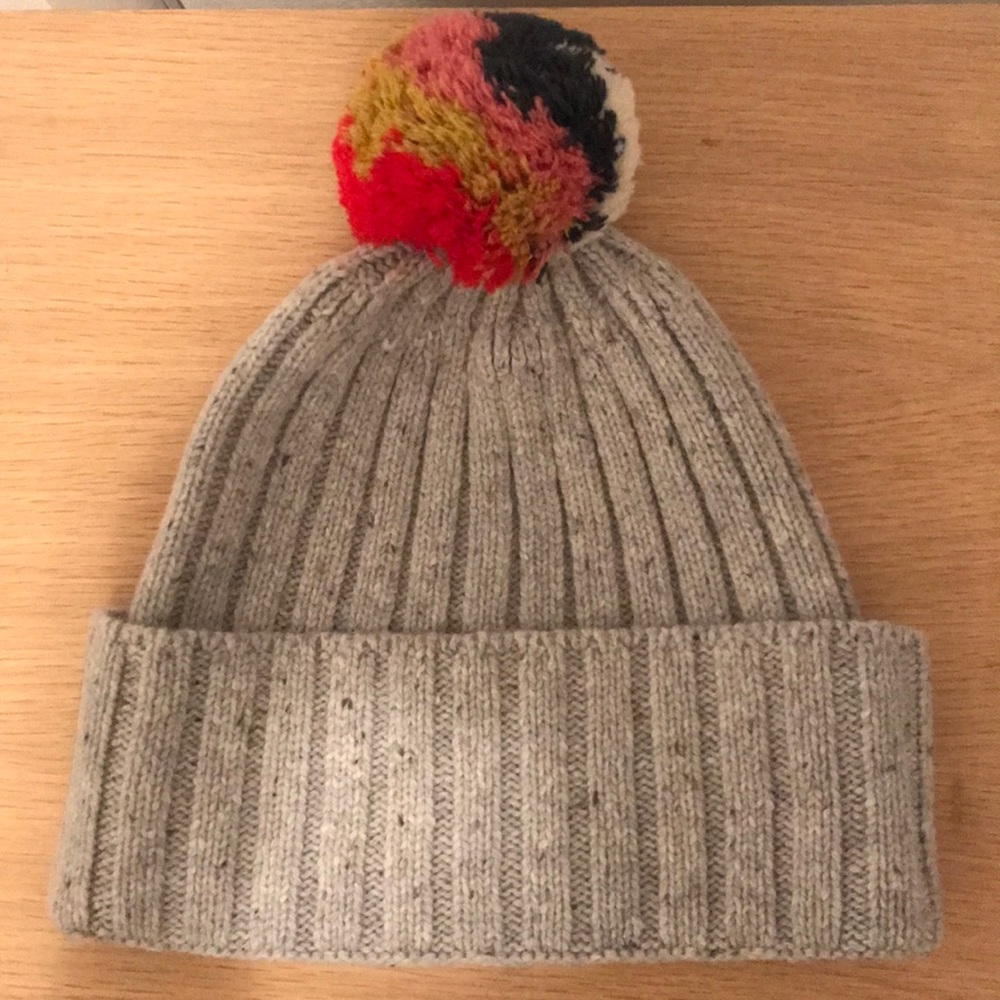 Madewell beanie - grey with multicolor pom